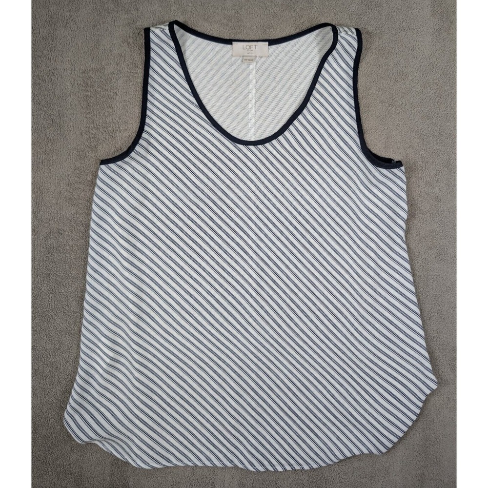 Ann Taylor Loft outlet Womens Top Size XSP Tank Striped Black and‎ White